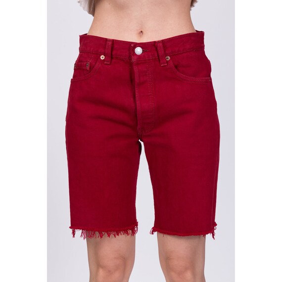 Small Vintage Levis 501 Red Cut Off Jean Shorts 2… - image 6