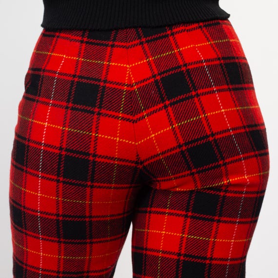 Medium 70s Pendleton Red Plaid Wool Trousers 30" … - image 7