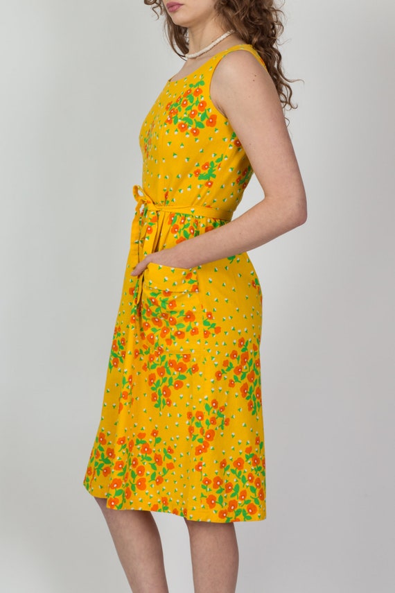 Small 60s Malia Honolulu Yellow Floral Pocket Dre… - image 3