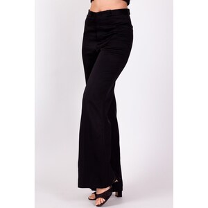 70s Black High Waisted Flared Pants Petite Small, 26 Vintage Minimalist Retro Flares Hippie Trousers image 4