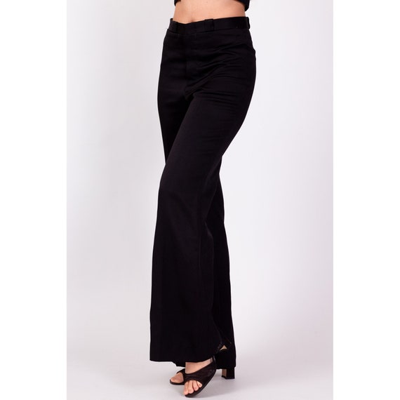 70s Black High Waisted Flared Pants Petite Small,… - image 4