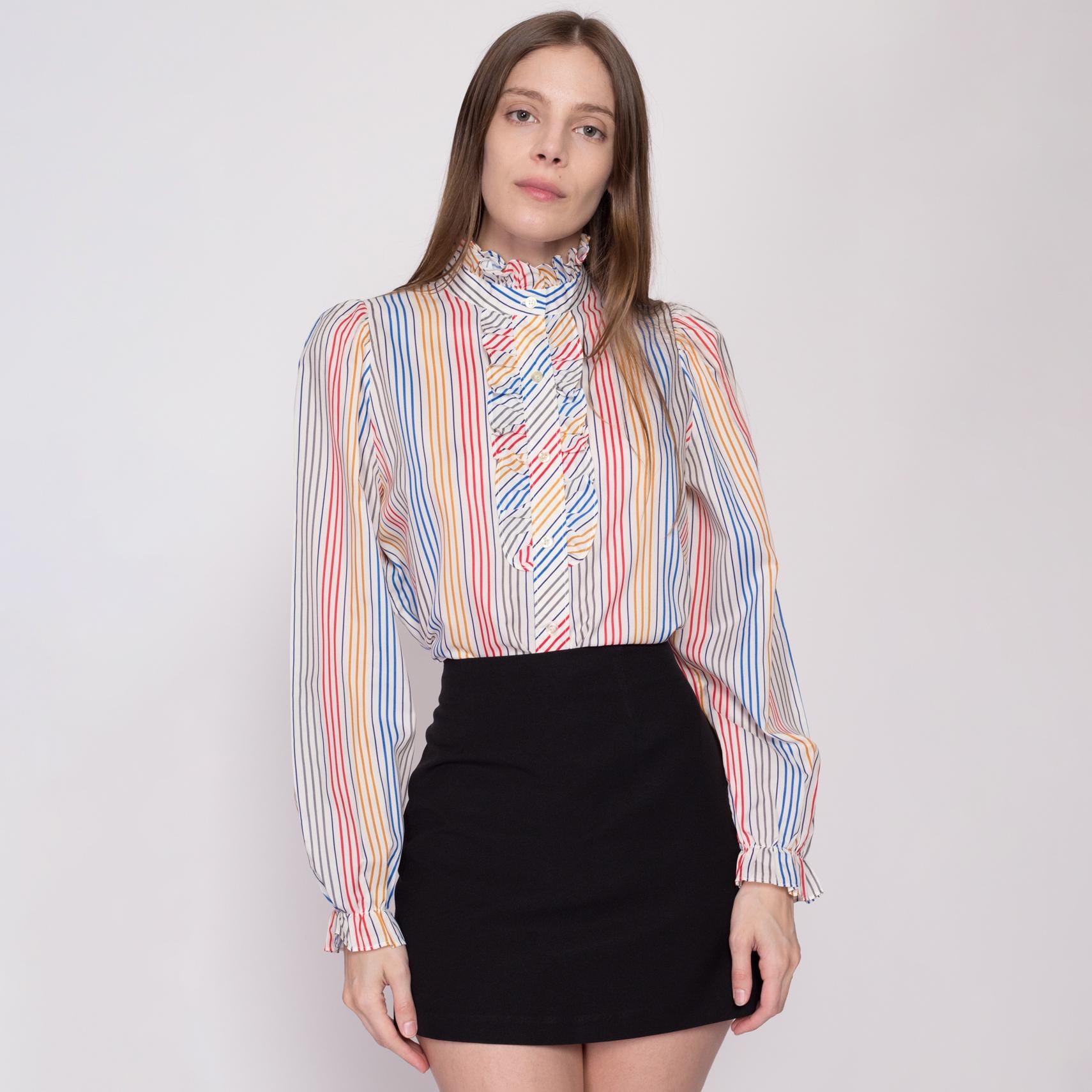 トップス sheller candychecktweed ruffle frilltops Seersucker Stripe Ruffle Top – Shop Karlie