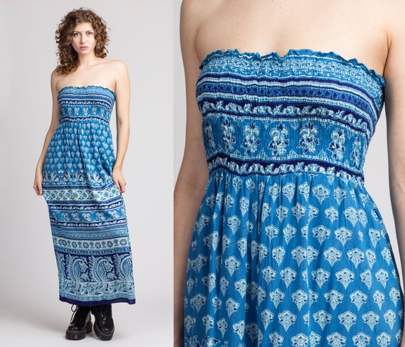 90s Strapless Floral Maxi Sundress 
