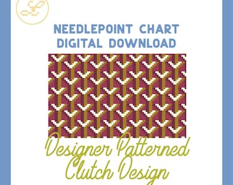 Designer Patterned Clutch Design 13 Mesh Needlepoint Stitch Chart (PDF)