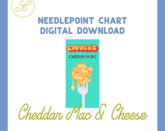 Cheddar Mac & Cheese Box 18 Mesh Needlepoint Pattern Chart (PDF)