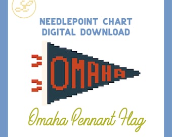 Omaha Pennant Flag 18 Mesh Needlepoint Pattern Chart (PDF)