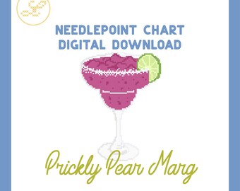 Prickly Pear Margarita 18 Mesh Needlepoint Pattern Chart (PDF)