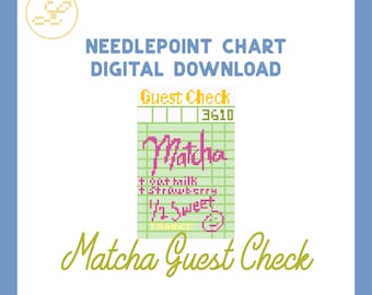 Matcha Guest Check 13 Mesh Needlepoint Pattern Chart (PDF)