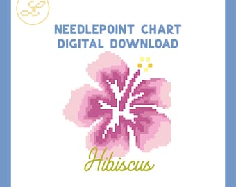 Hibiscus 18 Mesh Needlepoint Pattern Chart (PDF)