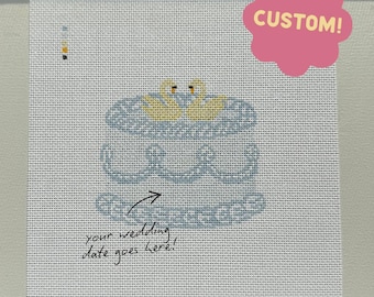 PRE-ORDER Personalized Swan Wedding Cake 18 Mesh Needlepoint Canvas