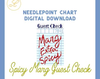 Spicy Margarita Guest Check 13 Mesh Needlepoint Pattern Chart (PDF)