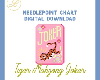 Patrón de bordado de punto de aguja Tiger Mahjong Joker Tile 18 Mesh (PDF)