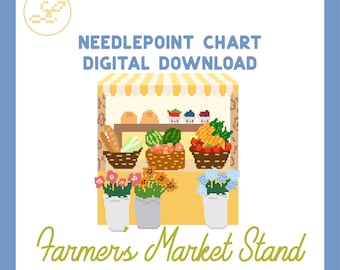 Farmers Market Stand 18 Mesh Needlepoint Pattern Chart (PDF) (Advanced)