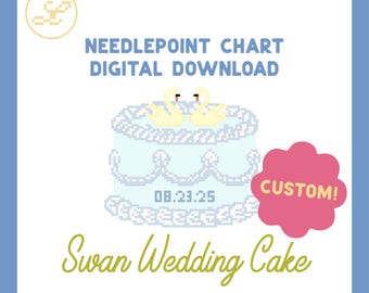 Personalized Swan Wedding Cake 18 Mesh Needlepoint Pattern Chart (PDF)