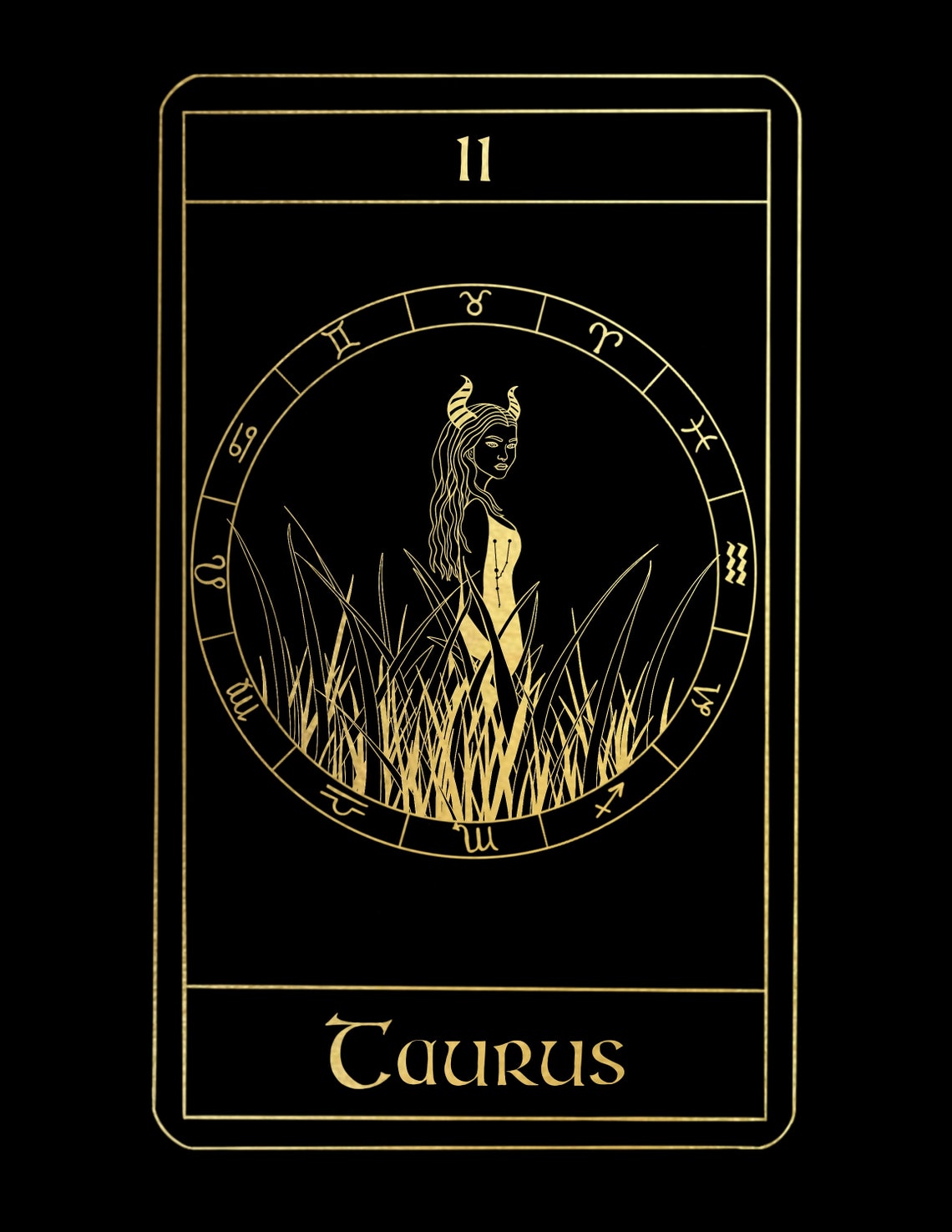 Taurus Tarot Card Foil Print Etsy