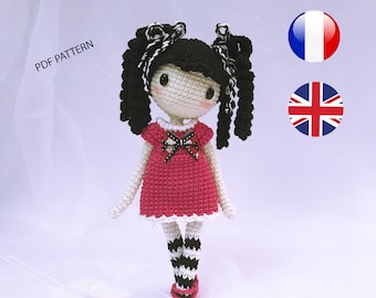 Crochet quilt doll tutorial, in French and English