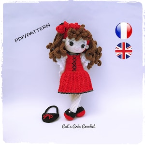 Crochet Valentine doll tutorial, in French and English