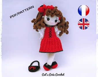 Crochet Valentine doll tutorial, in French and English