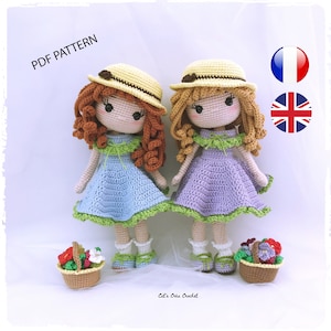 Tutorial, PDF in French and English Crochet doll, Flora