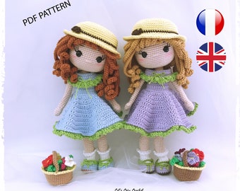 Tutorial, PDF in French and English Crochet doll, Flora