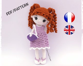 Violette crochet doll tutorial, in French and English