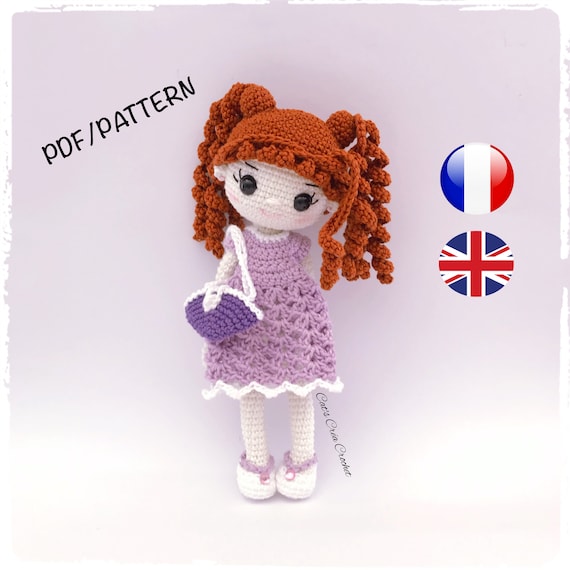 Tutoriel poupée Violette au crochet, en français et anglais