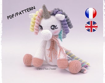 Kawaii Unicorn Crochet Tutorial, in French and English