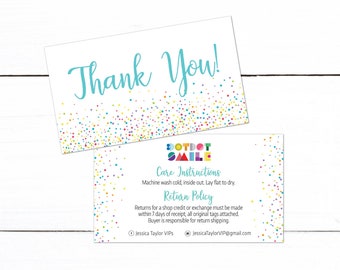 Dot Dot Smile Thank You Card - Confetti Thank You Card - Colorful Thank You Card - Instant Download Clothing Care Card