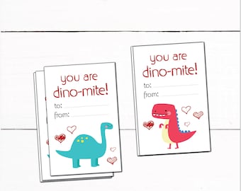 Dinosaur Valentines Day Cards - Kids Valentines Cards - Printable Valentines Day Cards - Valentine Card Template - Automatic Download