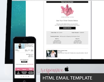 Responsive HTML Email Template - Customer Order Confirmation Email Template - Email Template - Mobile Email Template - Automatic Download