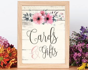 Wedding Welcome Floral Cards and Gifts Table Sign - Antique White Floral Sign - Wedding Cards Table Sign - 8x10 Floral Event Welcome Sign