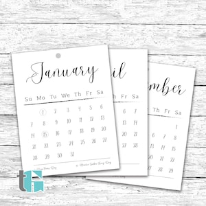 2018 Calendar Calligraphy Calendar Calendar with Dates Letter Size Calendar Hanging Wall Calendar Printable Calendar image 1