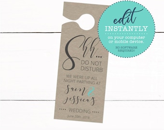 Do Not Disturb Wedding Door Hangers  - Event Door Hangers - Kraft Door Hanger - Wedding Decor - Wedding Guest Favors - Rustic Wedding Decor