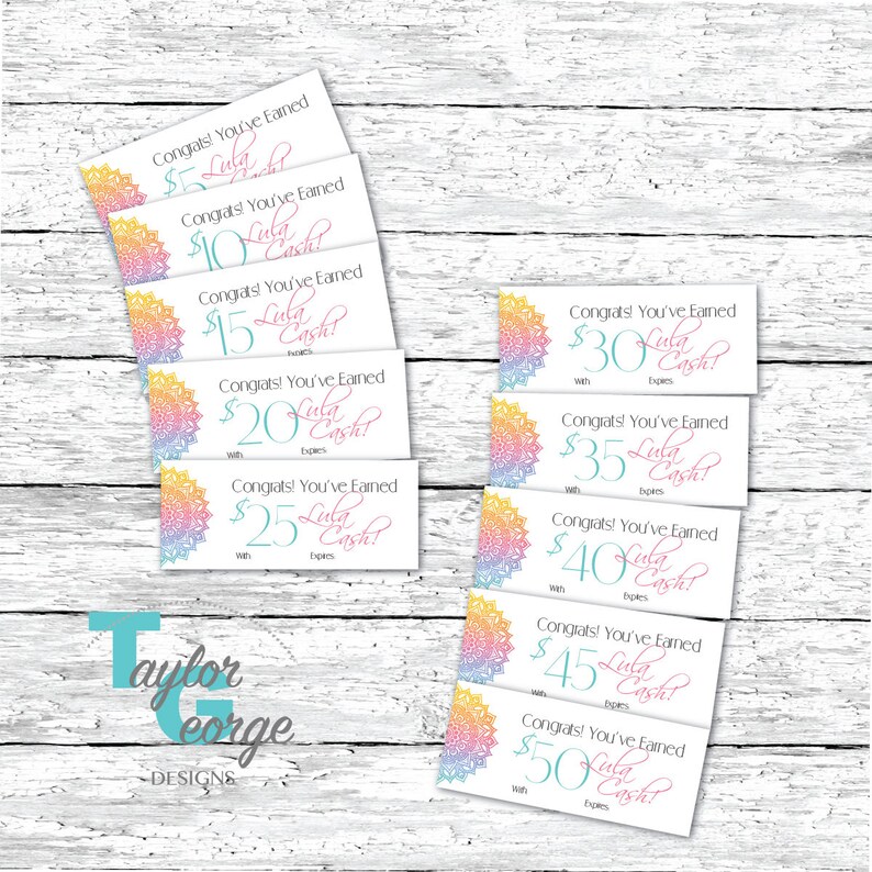 Discount Cards Gift Certificates Lula Cash Mandala 5 | Etsy