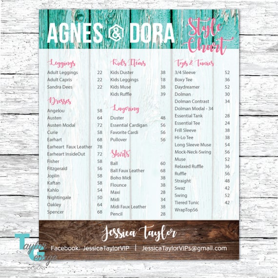 Agnes And Dora Oakley Size Chart
