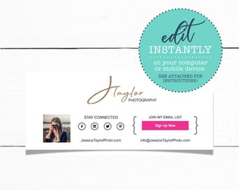 Email Signature Footer HTML Mailchimp Template for Photographers Salon Studio Business Owners Personal -  Customize yourself in mailchimp