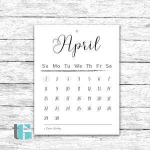 2018 Calendar Calligraphy Calendar Calendar with Dates Letter Size Calendar Hanging Wall Calendar Printable Calendar image 2