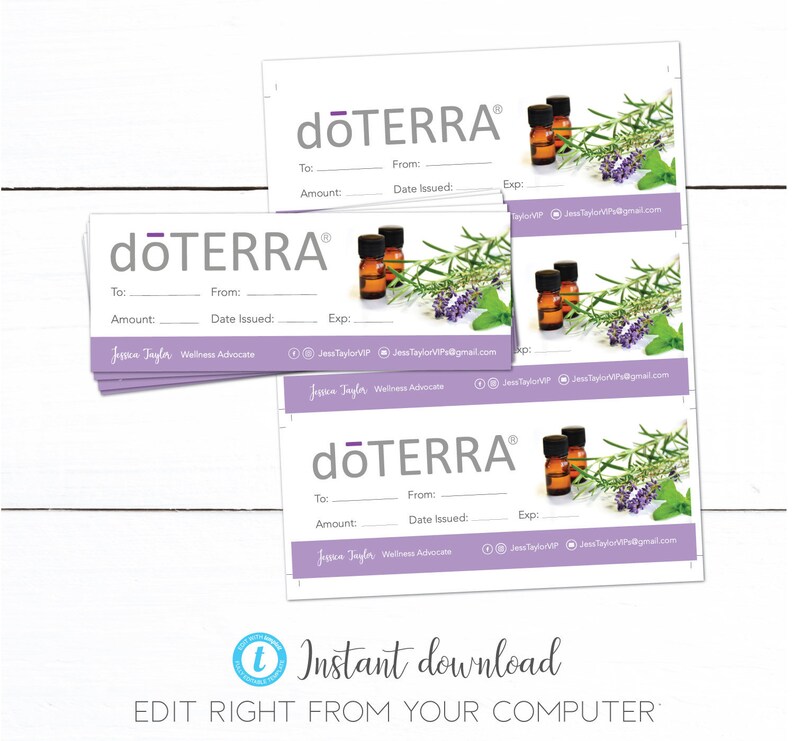 Doterra Printable Gift Certificate Doterra Marketing - Etsy