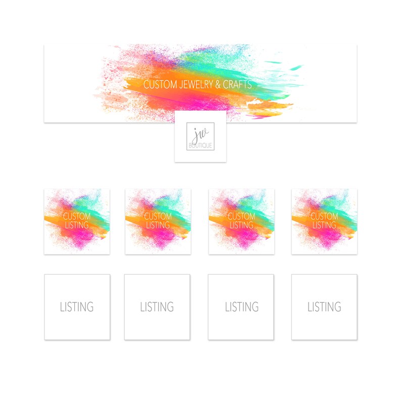 Watercolor Etsy Shop Banner Rainbow Watercolor Etsy Shop Etsy