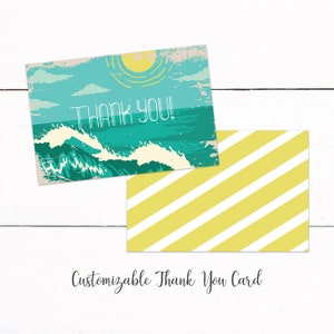 Beach Surf Baby Shower Thank You Gift Tag Tent Cards Baby Shower Beach Theme Ocean Surf Shower Theme Shower Decor Automatic Download image 3