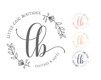 Floral Wreath Logo - Elegant Simple Floral Shop Boutique Pre made Logo