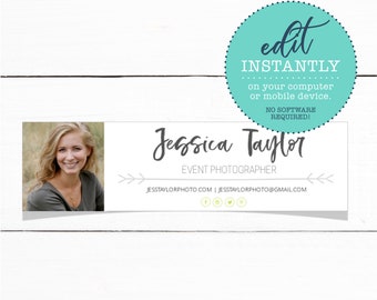 Email Signature With Photo - Photographer Small Business Email Signature with Contact Info - Instant Download DIY