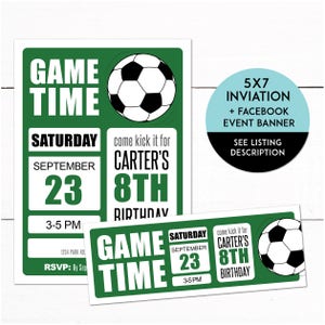 Fußball Geburtstagsparty Einladung - Kinder Fußball Party Printable Invite - Facebook Event Banner Fußball Einladung - Fußball Mottoparty