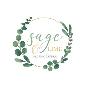 Watercolor Floral Leaves Wreath Logo - Elegant Simple Floral Shop Boutique Pre made Logo