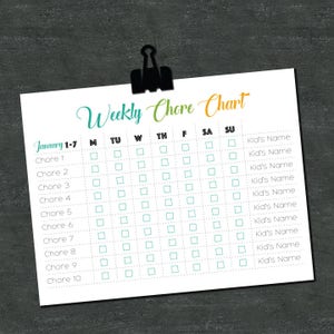 Chore Chart - Kids Chore Chart - Printable Chore Chart - Editable Chore Chart - Reward Chart - Letter Size Chore Chart - Weekly Chore Chart