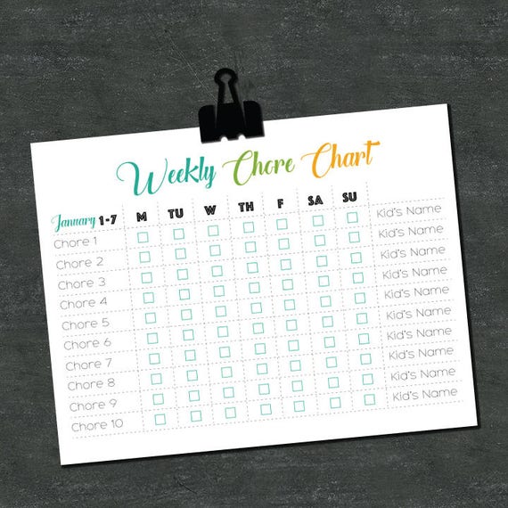 Editable Chore Chart Pin On Behavior Charts
