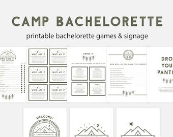 Camping Bachelorette Party Games & Signage (Digital Download)