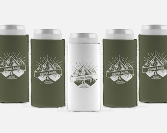 Custom Mountain Can Cooler: Personalized Camping, Bachelorette Party