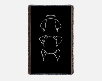 Custom Woven Dog Blanket Gift / Pet Lover Gift / Dog Ears / Custom Dog Owner Christmas Gift