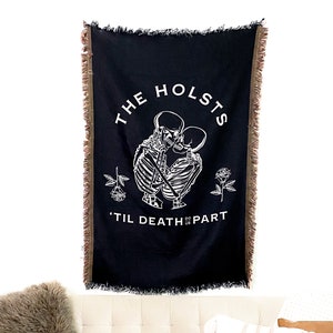 Custom Woven Blanket Wedding Gift / Til Death Do Us Part / 55″ X 37″ / Anniversary Gift / Engagement Gift / Personalized Blanket